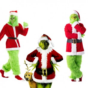 Christmas Santa Full Set Grinch Cosplay Costume With Mask
