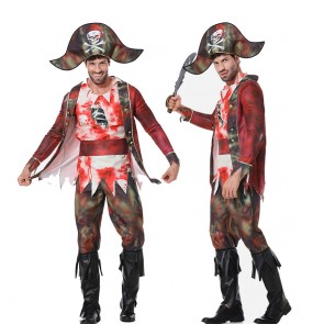Adult Men's Pirate Halloween Red Cosplay Costume