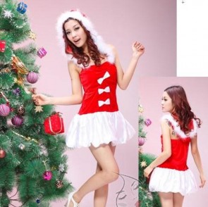 short sleeve dress Christmas costume for girls party uniform strapless sundress FCC0046