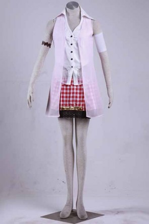 Final Fantasy 13  Sarah Red Plaid Skirt Suit Cosplay Costumes GC0041