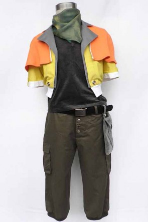 Final Fantasy 13 - Hope Orange And Yellow Coat Army Green Cosplay Costumes GC0043
