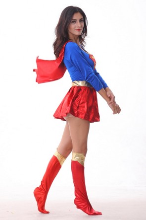Supergirl Blue and Red Dress With Red Foot Straps Halloween Cosplay Costume MC00135