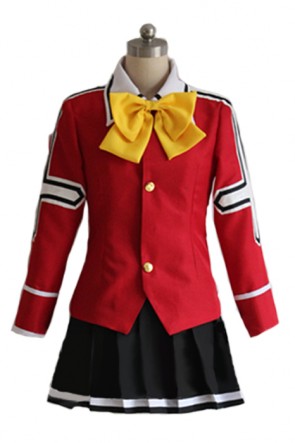 Fairy Tail Wendy Marvell Bow-knot uniform Cosplay Costume Red AC0038