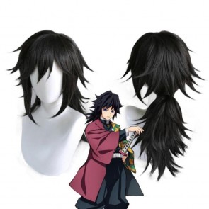 Demon Slayer Giyu Tomioka Halloween Black Cosplay Wigs