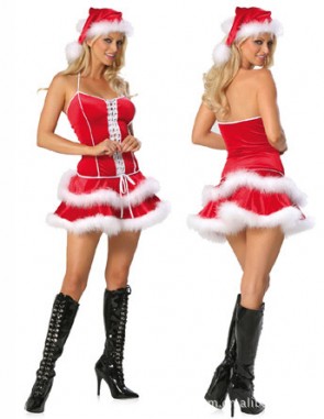 Sexy christmas costumes mrs claus party cloth red dress FCC0090