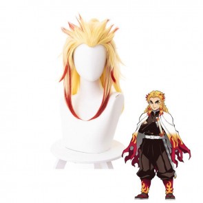 Demon Slayer Kyojuro Rengoku Cosplay Yellow Mixed Red Ponytail Wigs