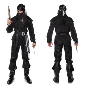 Adult Mens Pirate Halloween Black Cosplay Costume