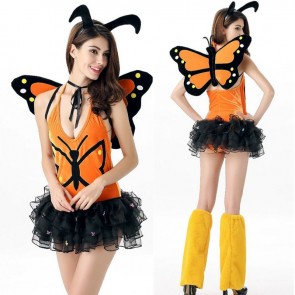 Halloween Yellow Elf Flower Butterfly Angel Cosplay Costume