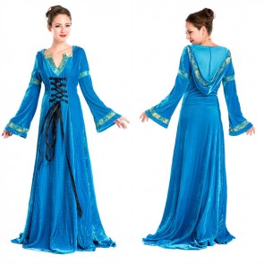 Halloween Queen Blue European Vintage Court Dress Cosplay Costume