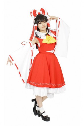 Touhou Project Reimu Hakurei Cosplay Costume Red Full Set GC00328