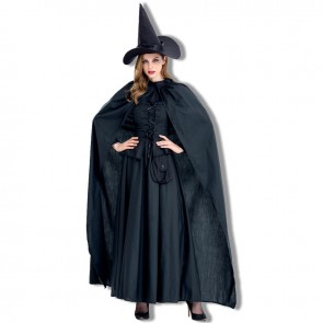 Halloween New Black Witch Demon With Cloak Vampire Dress Cosplay Costume