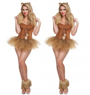 Brown Christmas costumes princess dress hugging mini-skirt FCC0094