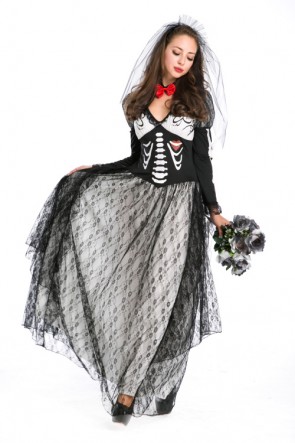Fancy Halloween Dress of  Vampire And Ghost Couples Of Skull Skeleton FHC00176