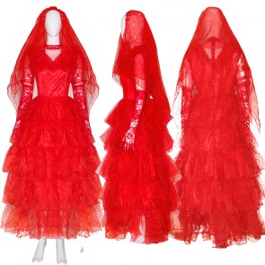 Beetlejuice Lydia Deetz Cosplay Costume Lydia Red Wedding Dress