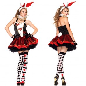  Sexy Bunny Black and Red Dress Cosplay Adult Lady Costume
