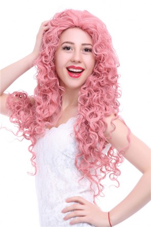 75CM Brave Merida Cosplay Wigs Pink Curly Wigs CW00482