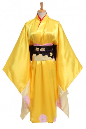 Gintama Terakado Tsuu Girl Yellow Cute Sweet Kimono Cosplay Costumes AC00211