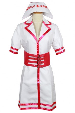 Super Sonico White And Pink Nurse Uniform Cosplay Costume GC0096