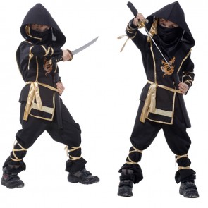 Handsome Black Children’s Halloween Party Costume Japanese Martial Arts Ninja Suit  FHC00170