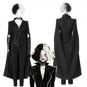 Halloween Cruella de Vil Cruella Black Overcoat Movie Cosplay Costume
