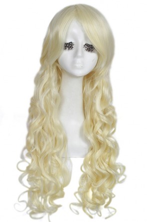  75cm long beige Kirisame Marisa Touhou Project curly cosplay wig CW00452