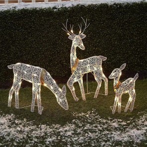 3Pcs Christmas Iron Elk Deer LED Light Set Garden Decoration Outdoor Yard for Xmas Party Gift