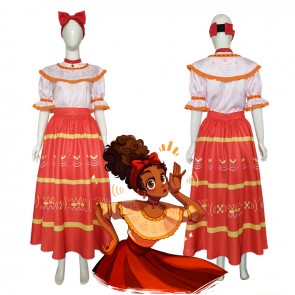 Encanto Dolores Madrigal Red Dress Deluxe Halloween Cosplay Costume