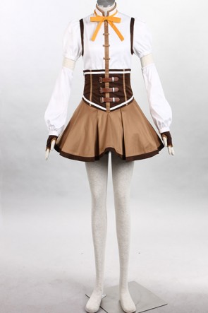 Puella Magi Tomoe Mami Mixed White And Brown Dress Lovely Cosplay Costume AC00446