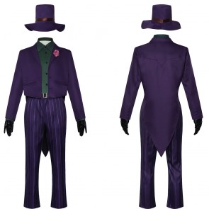Joker Clown Purple Tailcoat with Hat Halloween Cosplay Costume