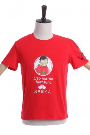 Osomatsu-kun Osomatsu Matsuno Short Sleeve Pure Cotton Red Causal T Shirt Cosplay Custumes AC001436