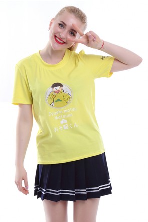 Osomatsu-kun Jyushimatsu Matsuno Yellow Cotton T-Shirt Cosplay Costumes AC001438