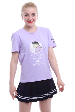 Osomatsu-kun Ichimatsu Matsuno Purple Cotton T-Shirt Cosplay Costumes AC001439