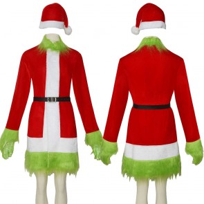 Halloween Grinch Skirt Christmas Santa Red Cosplay Costume Full Set