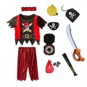 Kids Jack Pirate Costume Treasure Hunt Set Halloween Cosplay Costume