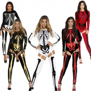 Halloween Skeleton Jumpsuit Night Club Sexy Cosplay Costume