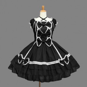 Cotton Black And White Sleeveless Gothic Lolita Dress LD00273