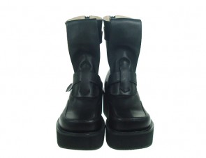 Black 2.8" Heel High Classical PU Point Toe Stud Buckles Platform Women Lolita Boots LF00234
