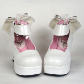 White 3.1" Heel High Adorable Suede Round Toe Cross Straps Platform Women Lolita Shoes LF00190