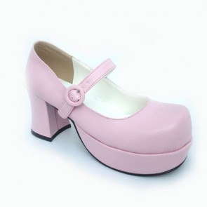 Pink 2.9" Heel High Classic Suede Point Toe Cross Straps Platform Women Lolita Shoes LF00202