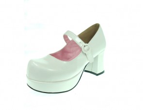 White 2.9" Heel High Cute Synthetic Leather Point Toe Cross Straps Platform Women Lolita Shoes LF00201