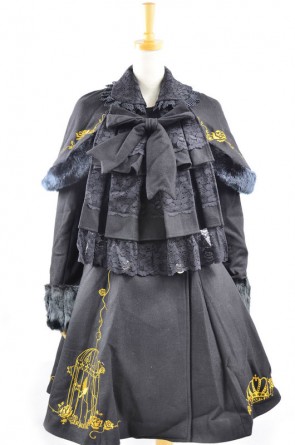 Fabulous Black Wool Birdcage Double-Breasted Lolita Coat LC007