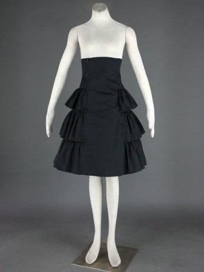 Black Beautiful Lace Cotton Lolita Skirt LS0010