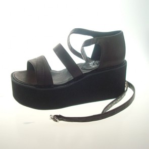 Brown 2.9" Heel High Elegant Patent Leather Point Toe Ankle Straps Platform Lady Lolita Sandals LF00266