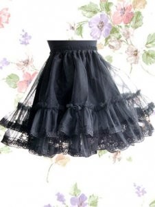 Gothic Black Organza Layered Lolita Skirt LS004