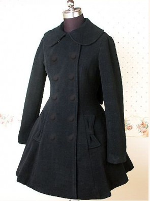 Black Long Sleeves Bow Graceful Lolita Coat LC003