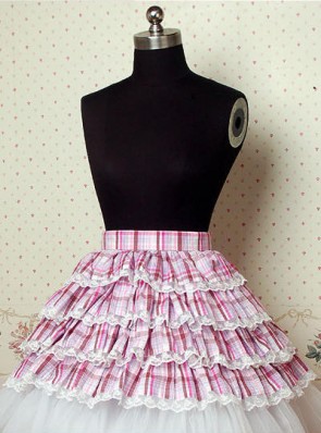 Light Purple Check Pattern Cake Lolita Skirt LS002