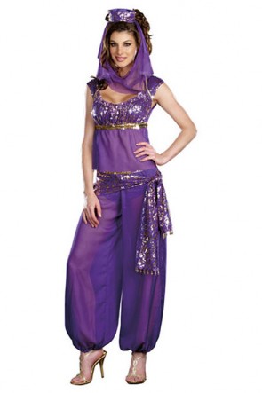Sexy Genie Adult Purple Lady Halloween Cosplay Costume FHC00393