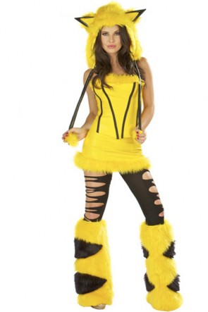 New Woman Lady Sexy Wild Cat girl Yellow Pikachu Furry Costume Cosplay Costume Clubwear Lingerie Fancy Halloween FHC00412