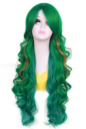 70cm Long Green Yowamushi Pedal Yusuke Makisima Wave Cosplay Wig AC00945