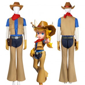 Cowgirl Princess Peach Showtime Halloween Cosplay Costume